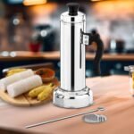 Puttu Maker with Steamer Plate,  Metal Stick,  Black Plastic Handle,  Silver Lid,   Puttu Maker Set  To Use with Pressure Cooker Top,  Food Grade Stainless Steel