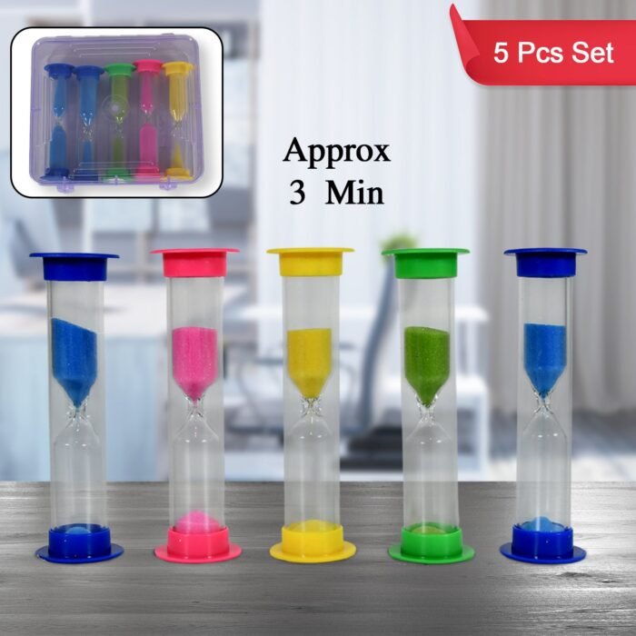 Sand Timer Plastic Hourglass,  Sand Glass Toy Sand Clock for Kitchen,  Office,  School and Brushing Teeth for Bathroom Timer Clock Children Hourglass Sand glass Toothbrush Household Sand Clock (3 Min Approx / 5 pc) - Image 1