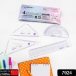 4pcs Ruler Suit Stationery Set for School Student Office , Draft Rulers for School Office Supplies and Supplies-High School - Image 2
