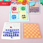 13 in 1 Family Board Game Chess,  Snakes & Ladders,  Ludo,  Tic-Tac-Toe,  Checkers,  Travel Bingo,  Football,  Space Venture,  Steeplechase Set for Kids - Image 5