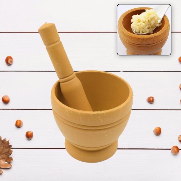 Mortar and Pestle Set for Spices,  Okhli Masher,  Khalbatta,  Kharal,  Mixer,  Natural & Traditional Grinder and Musal,  Well Design for Kitchen,  Home,  Herb - Image 3