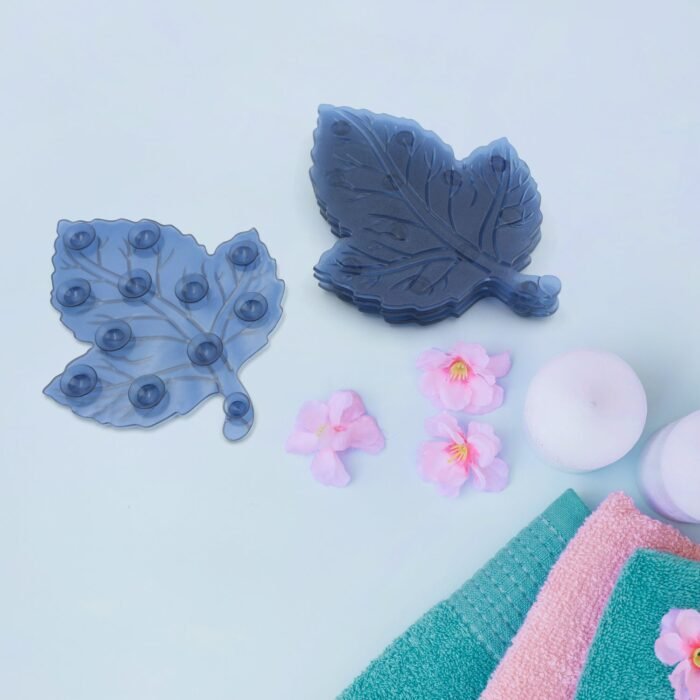 Mini  Pvc Anti-Slip Bat Mat Non Slip Baby Bath Mats,  Mini Child Safety Anti Slip Shower Mats Leaf Shaped for Kids (4 pc Set) - Image 3