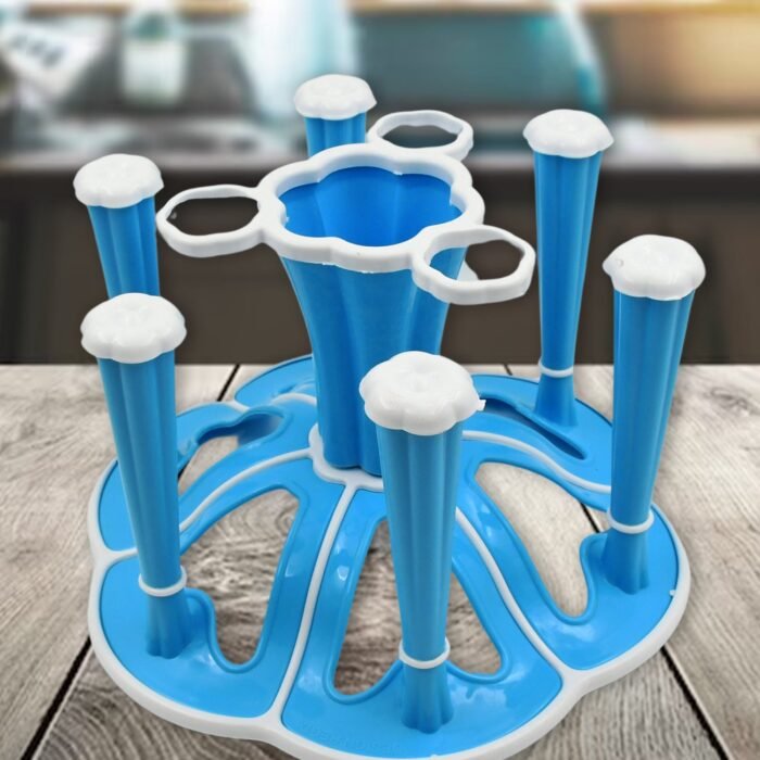 Miracle Plastic Glass Stand / Tumbler Holder / Glass Holder for Kitchen / Dining Table 6 Glasses Stand With 3 Pepper Salt (Moq :- 2 Pc) - Image 1