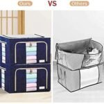 Foldable Steel Frame Clothes Living Storage Organizer Handled Bag Box for Large Size Bedding,  Blankets,  Women Saree,  Toys & Cloth Storage Box / Bag (66 Liter) - Image 3