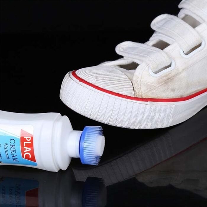 White Shoe Brightener with Removal of Dirt and Whitening Function White Shoes Cleaner with Brush Head for Dirty Shoe Polish Natural Waxes (75 ML) - Image 6