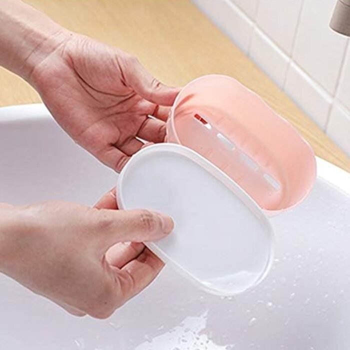 Soap Container,  Soap Box Household Kitchen and Bathroom Can Use PP Material Drain Box Double Soap Dish,  for Bathroom Shower Home Outdoor Camping (1 Pc) - Image 3