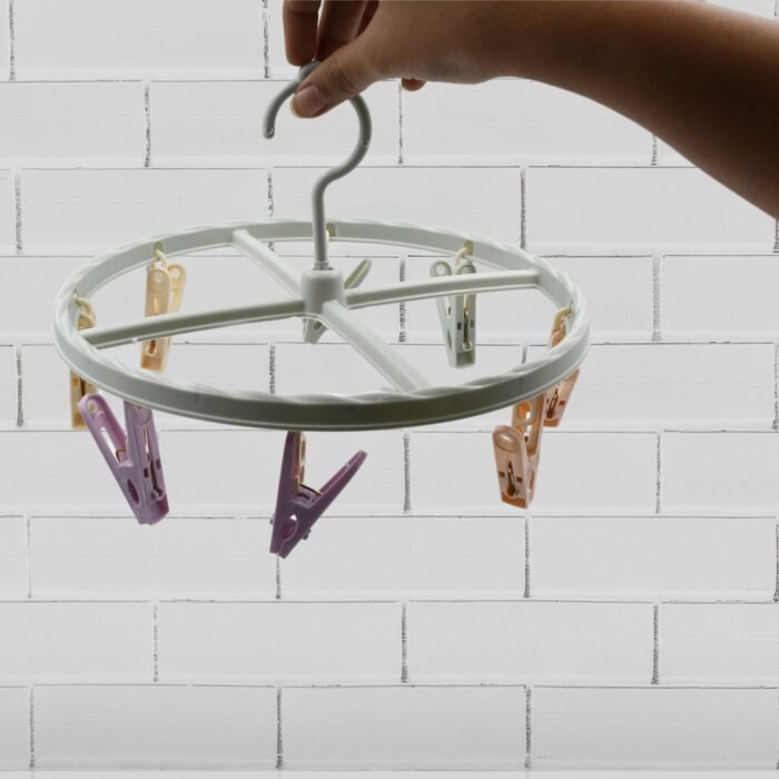 Clothespin Rack Laundry Drying Rack,  Clothes Hangers with 8 Clips,  Clip Hanger Drip Hanger for Drying Underwear,  Baby Clothes,  Socks,  Bras,  Towel,  Cloth Diapers,  Gloves - Image 1