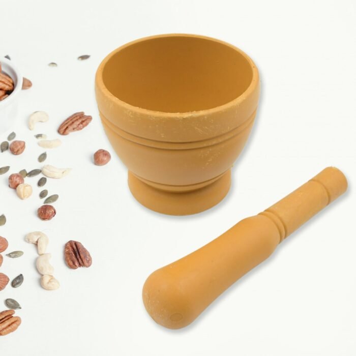 Mortar and Pestle Set for Spices,  Okhli Masher,  Khalbatta,  Kharal,  Mixer,  Natural & Traditional Grinder and Musal,  Well Design for Kitchen,  Home,  Herb - Image 1