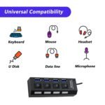 4 Port USB,  HUB USB 2.0 HUB Splitter High Speed with On/Off Switch Multi LED Adapter Compatible with Tablet Laptop Computer Notebook - Image 5