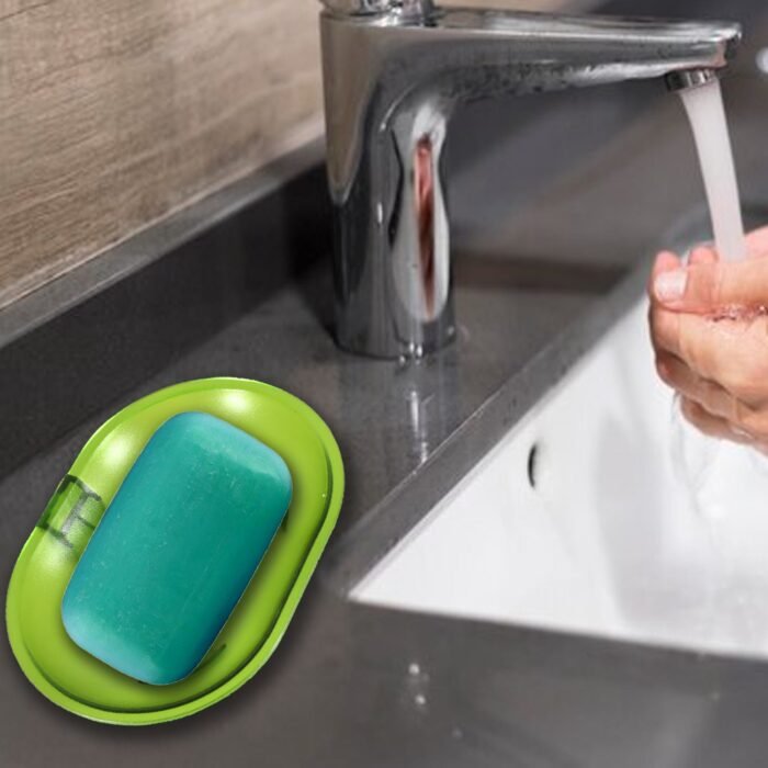 Plastic Soap Dish Holder for Bathroom Shower Wall Mounted Self Adhesive Soap Holder Saver Tray-Plastic Sponge Holder for Kitchen Storage Rack Soap Box,  Bathroom - Image 3