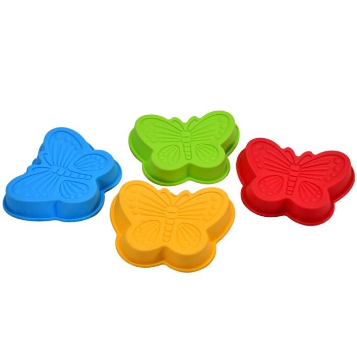 Butterfly Shape Cake Cup Liners I Silicone Baking Cups I Muffin Cupcake Cases I Microwave or Oven Tray Safe I Molds for Handmade Soap,  Biscuit,  Chocolate,  Muffins,  Jelly – Pack of 4 - Image 1