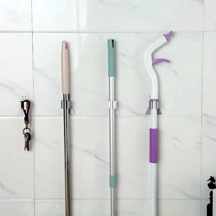 Smile Face Wall Mounted Brush & Broom Organize Holder,  Hanger Storage Rack Kitchen Clip Seamless Mop Hook with Mounted Hanging (1Pc) - Image 5