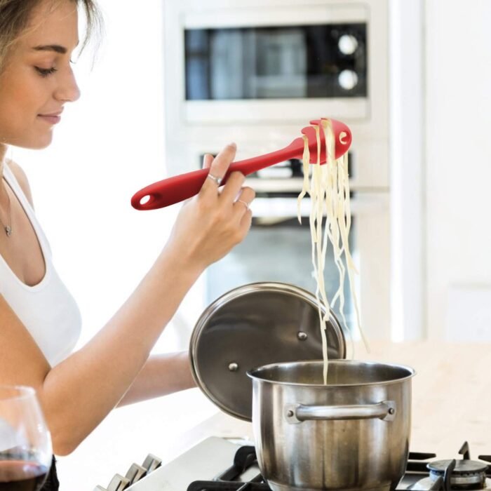 Pasta Fork Silicone Cookware Spaghetti Strainer Server Spoon no Hurt The Pot High Temperature Resistant Nonslip. - Image 3