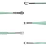 6317 6-in-1 Ear Wax Cleaner- Resuable Ear Cleaning Tools Leather Pouch - Ear Pick Wax Remover Tool Kit with Ear Curette Cleaner and Spring Ear Buds Cleaner Fit in Pocket Great for Traveling