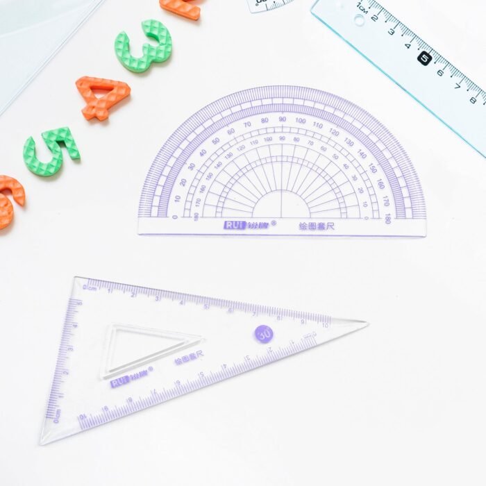 4pcs Ruler Suit Stationery Set for School Student Office , Draft Rulers for School Office Supplies and Supplies-High School - Image 3