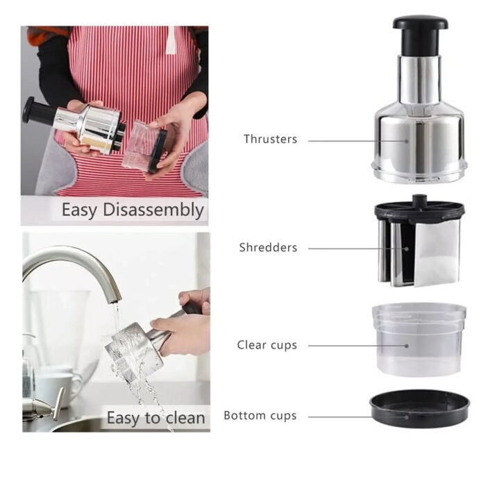 Food Cutter,  Multifunctional Stainless Steel Blade Onion Cutter Food Vegetable Cutting Tool Home Kitchen Accessory,  Vegetable Onions Garlic Nuts Salads Hand Chopper Kitchen - Image 3