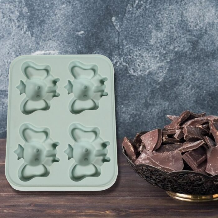 Silicone Cartoon Shape 4 Grid Ice Cube Tray Ice Cube Molds Trays Small Cubes Tray For Fridge,  Flexible Silicon Ice Tray (1 pc) - Image 6