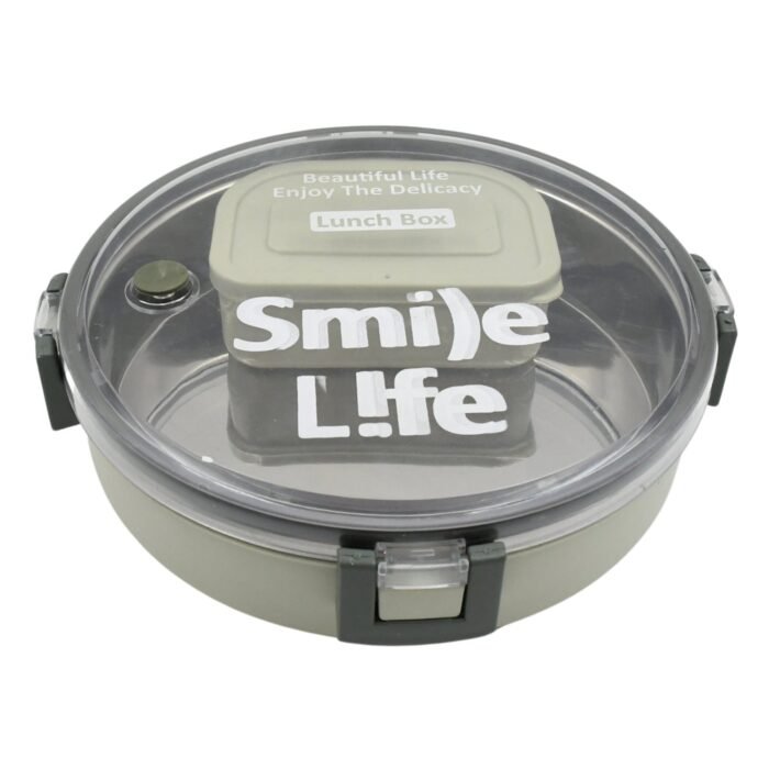 Miracle Stainless Steel Round Lunch Box,  with Small Plastic Box Insert Leak Proof Lunch Box with Transparent lid,  Lunch Box for Kids & Adults for School,  Office (450 ML + 250 ML Approx) - Image 4