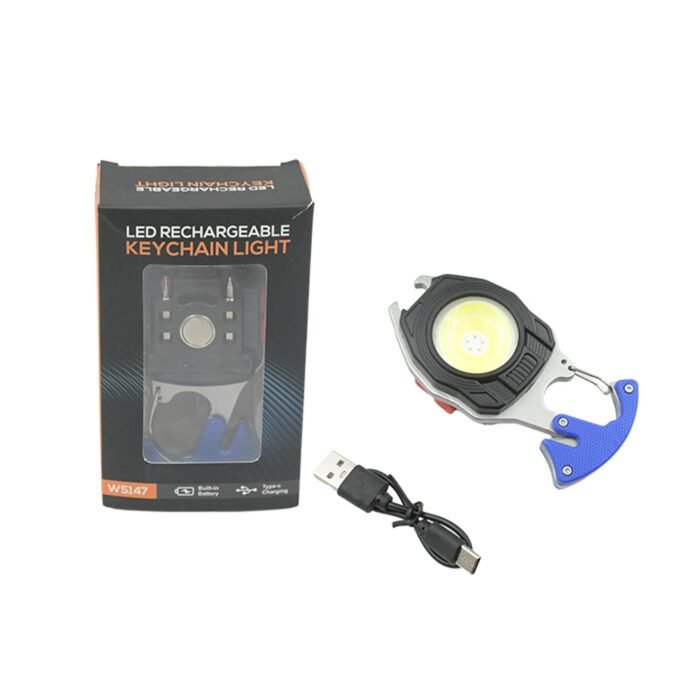 Keychain Led Flashlight Rechargeable Multi Function 6 Lighting Modes Pocket Key Chain Flash Light USB for Outdoor Camping, Walking With Cigarette Lighter - Image 4