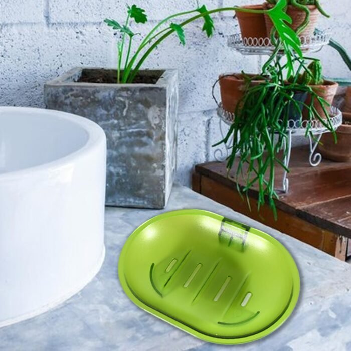 Plastic Soap Dish Holder for Bathroom Shower Wall Mounted Self Adhesive Soap Holder Saver Tray-Plastic Sponge Holder for Kitchen Storage Rack Soap Box,  Bathroom - Image 5