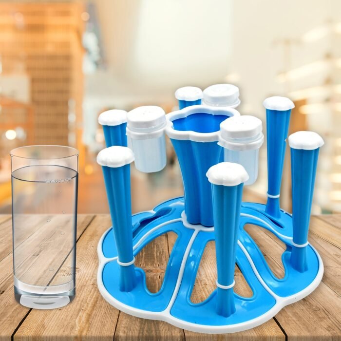 Miracle Plastic Glass Stand / Tumbler Holder / Glass Holder for Kitchen / Dining Table 6 Glasses Stand With 3 Pepper Salt (Moq :- 2 Pc) - Image 6