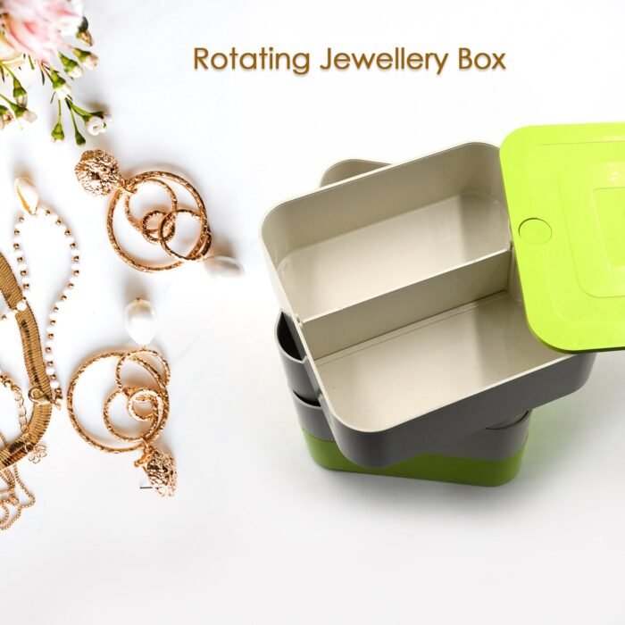 4 Layers Jewelry Box,  360 Degree Rotating Jewelry Box,  Jewelry and Earring Organizer Box,  Accessory Storage Box - Image 5