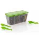 Kitchen Multipurpose Air-tight 4 Sections Storage Containers / Pickle (Achar) Jar with 4 spoon for each section (1 Pc / Mix Color) - Image 7
