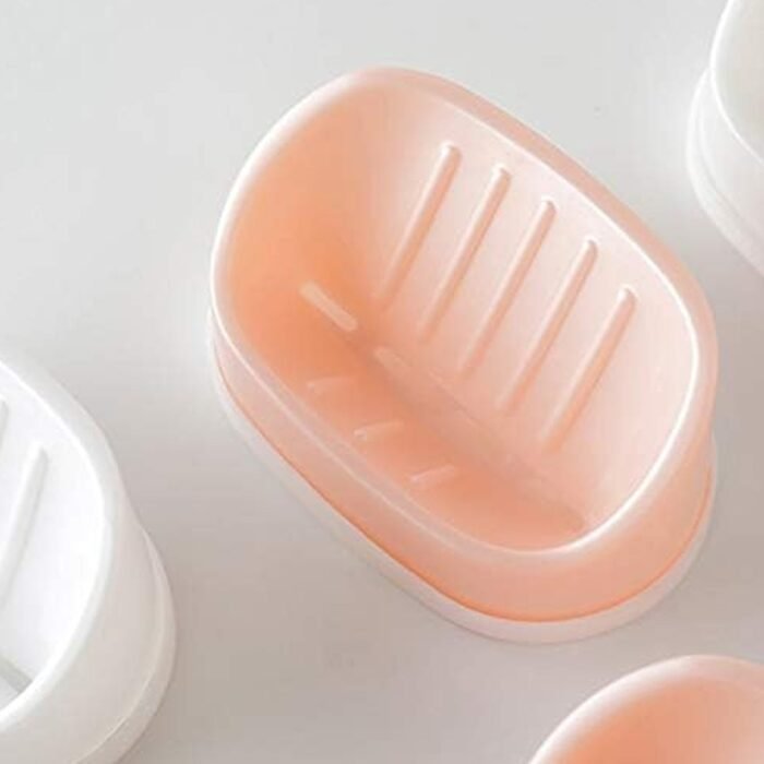 Soap Container,  Soap Box Household Kitchen and Bathroom Can Use PP Material Drain Box Double Soap Dish,  for Bathroom Shower Home Outdoor Camping (1 Pc) - Image 1