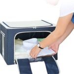 Foldable Steel Frame Clothes Living Storage Organizer Handled Bag Box for Large Size Bedding,  Blankets,  Women Saree,  Toys & Cloth Storage Box / Bag (66 Liter) - Image 7