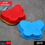 Butterfly Shape Cake Cup Liners I Silicone Baking Cups I Muffin Cupcake Cases I Microwave or Oven Tray Safe I Molds for Handmade Soap,  Biscuit,  Chocolate,  Muffins,  Jelly – Pack of 4 - Image 2