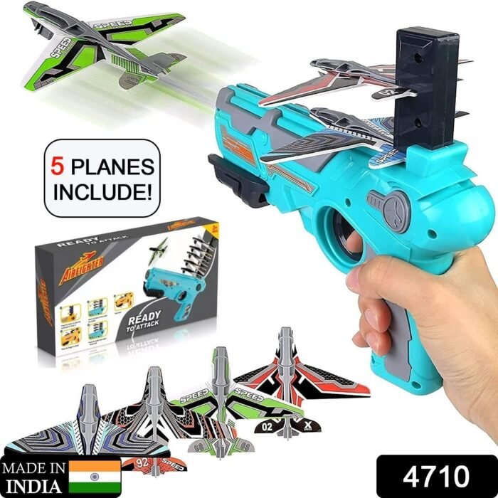 Airplane Launcher Gun Toy with Foam Glider Planes,  Outdoor Games for Children,  Best Aeroplane Toys for Kids,  Air Battle Gun Toys  ( 5 Plane Include ) - Image 2