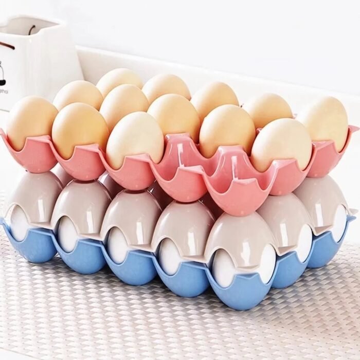 15 Cavity Plastic Egg Tray Egg Trays for Storage with 15 Eggs Holder (4 Pc Set) - Image 1