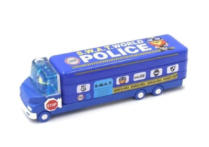 Double Decker Magic Truck Compass Multi Level Metal Truck Compass Pencil Case with Movable Wheels & Sharpener (Mix Design) - Image 8