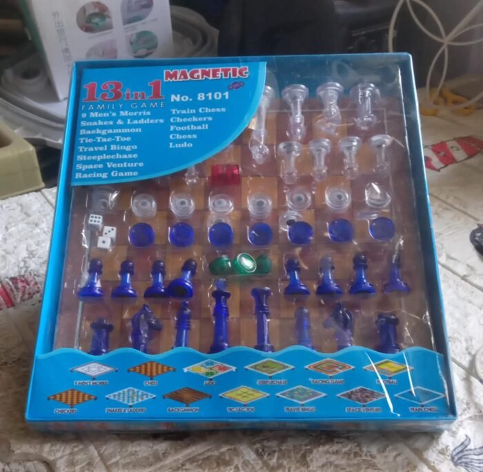 13 in 1 Family Board Game Chess,  Snakes & Ladders,  Ludo,  Tic-Tac-Toe,  Checkers,  Travel Bingo,  Football,  Space Venture,  Steeplechase Set for Kids - Image 8