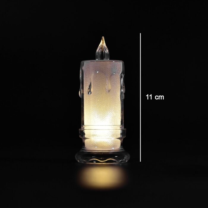 6559 BIG SIZE FLAMELESS MELTED DESIGN CANDLES FOR DECORATION (SET OF 12PC)