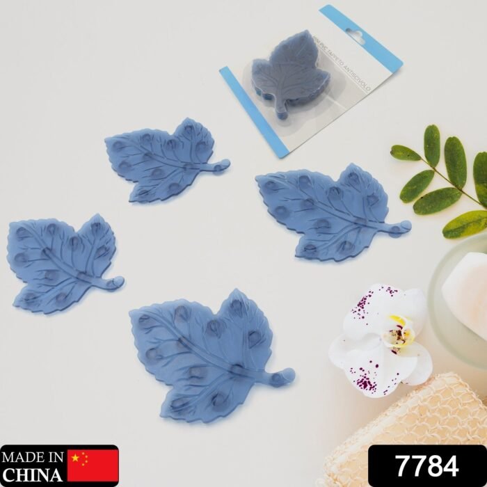 Mini  Pvc Anti-Slip Bat Mat Non Slip Baby Bath Mats,  Mini Child Safety Anti Slip Shower Mats Leaf Shaped for Kids (4 pc Set) - Image 2