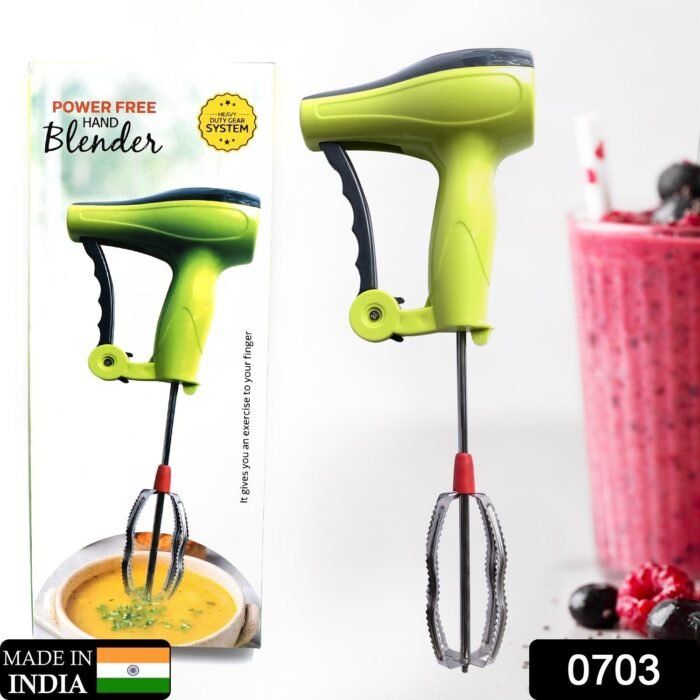 Power Free Manual Hand Blender with Stainless Steel Blades,  Milk Lassi Maker,  Egg Beater Mixer Rawai - Image 2