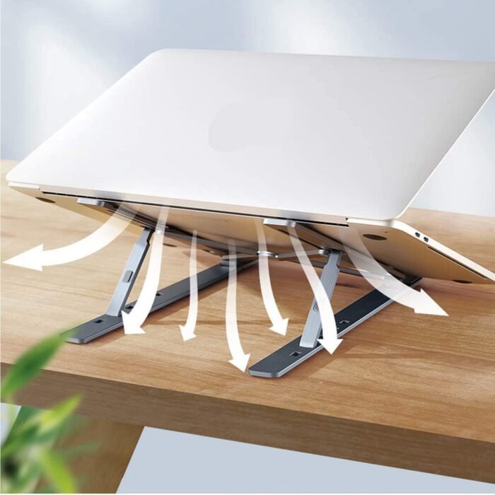 Laptop Stand for Desk | Metal Portable Laptop Stand,  with 6 Adjustable Angles | Laptop Riser,  Phone,  and Tablet Stand | Compatible for All Laptop - Image 3
