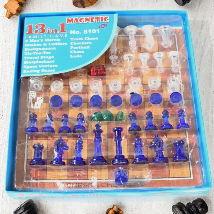 13 in 1 Family Board Game Chess,  Snakes & Ladders,  Ludo,  Tic-Tac-Toe,  Checkers,  Travel Bingo,  Football,  Space Venture,  Steeplechase Set for Kids - Image 1