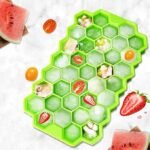 7161 Flexible Silicone Honeycomb Design 37 cavity Ice Cube Moulds Trays Small Cubes For Whiskey Tray For Fridge (Multicolor)