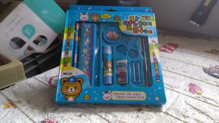 10 Pcs Set Stationary Set Including Pencil Ruler Rubber Pencil Sharpener Glue Ballpoint Pen Scissors Pencil Cover,  School,  Office Product Gift - Image 7