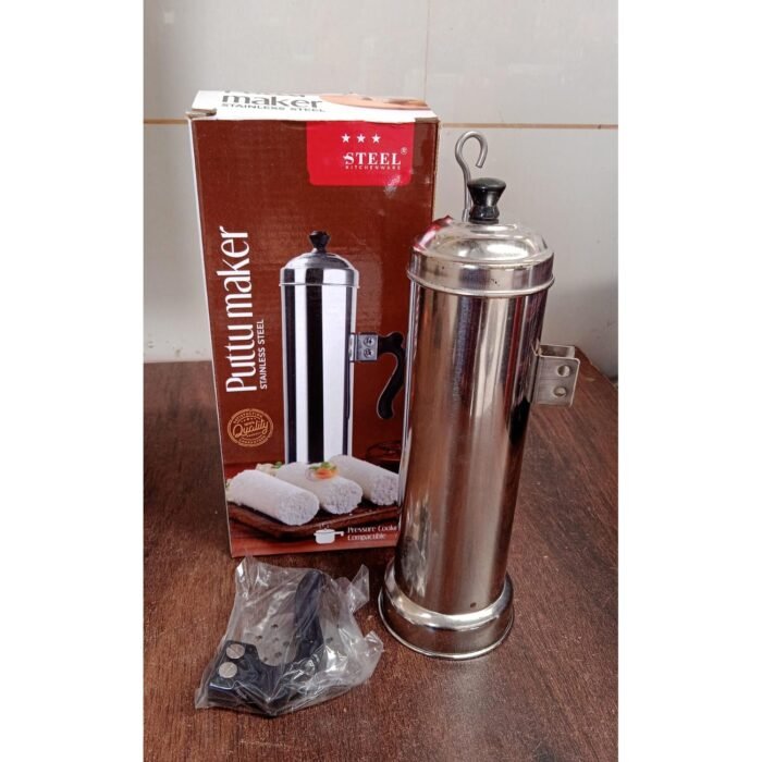 Puttu Maker with Steamer Plate,  Metal Stick,  Black Plastic Handle,  Silver Lid,   Puttu Maker Set  To Use with Pressure Cooker Top,  Food Grade Stainless Steel - Image 10