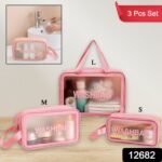 Cosmetic Pouch,  Make up Bag for Home & Travel,  Toiletry Bag for Cosmetics,  Brushes,  Accessories Set of 3 Small,  Medium & Big - Wash Bag - Image 2