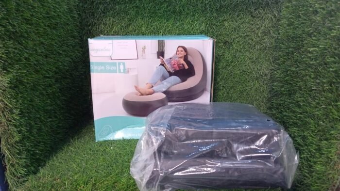 Inflatable Sofa Lounge Chair Ottoman,  Blow Up Chaise Lounge Air Sofa,  Indoor Flocking Leisure Couch for Home Office Rest,  Inflated Recliners Portable Deck Chair for Outdoor Travel Camping Picnic. - Image 9
