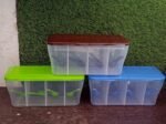 Kitchen Multipurpose Air-tight 4 Sections Storage Containers / Pickle (Achar) Jar with 4 spoon for each section (1 Pc / Mix Color) - Image 8
