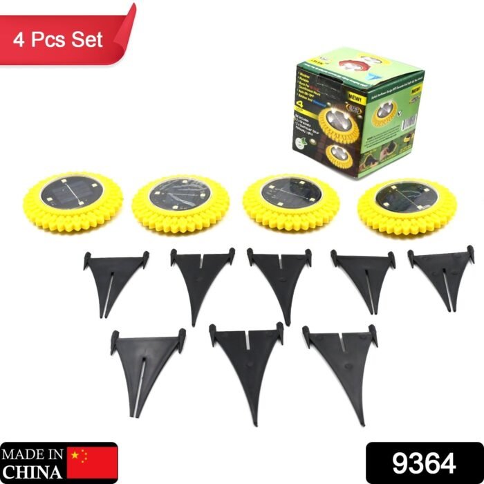 4 Pack Solar Ground Lights,  LED Solar Powered Disk Lights Outdoor Waterproof Garden Landscape Lighting for Yard Deck Lawn Pathway Walkway Balcony Decoration - Image 2