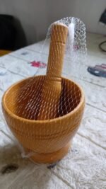 Mortar and Pestle Set for Spices,  Okhli Masher,  Khalbatta,  Kharal,  Mixer,  Natural & Traditional Grinder and Musal,  Well Design for Kitchen,  Home,  Herb - Image 7