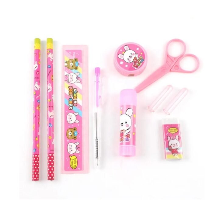 10 Pcs Set Stationary Set Including Pencil Ruler Rubber Pencil Sharpener Glue Ballpoint Pen Scissors Pencil Cover,  School,  Office Product Gift - Image 6