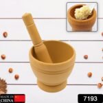 Mortar and Pestle Set for Spices,  Okhli Masher,  Khalbatta,  Kharal,  Mixer,  Natural & Traditional Grinder and Musal,  Well Design for Kitchen,  Home,  Herb - Image 2