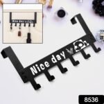 Heavy-Duty Carbon Steel Cartoon Nice Day Over Door Hook Hanger Rack,  Towel Hanger,  Removable Door Hook,  Coat,  Scarf,  Cloths Hanger (1 pc / 6 Hook) - Image 2